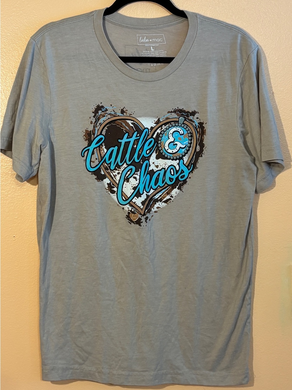 Lulamac Short Sleeve Cowgirl Graphic Tee - Light Gray